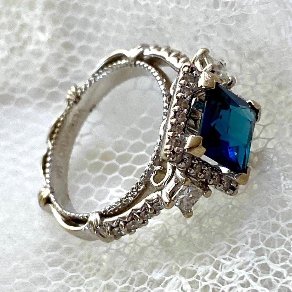 Verragio Parisian Halo Ring with 1.7 carat Sapphire- Size 5.5